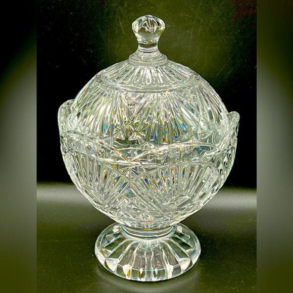 Vintage Godinger Shannon Crystal Footed Candy Dish Bowl with Lid Heavy 8.5 in - Picture 2 of 13